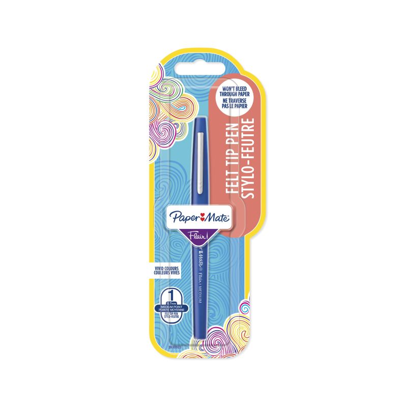 Paper Mate Reynolds Stylo-Feutre Flair Pointe Moyenne Bleu