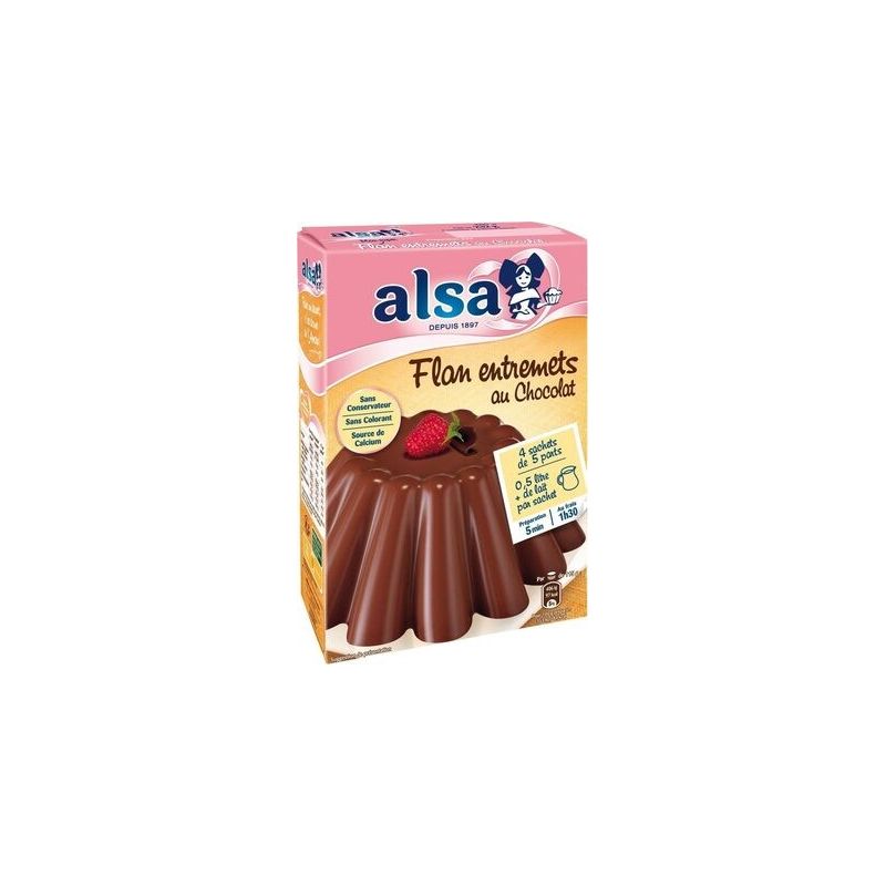 Alsa Préparation Flan Entremets Au Chocolat 4 Sachets De 5 Parts 232G
