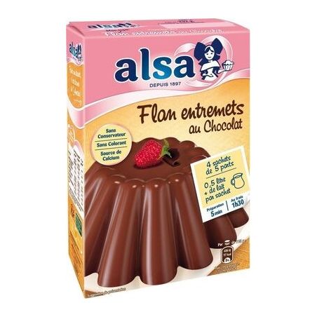 Alsa Préparation Flan Entremets Au Chocolat 4 Sachets De 5 Parts 232G