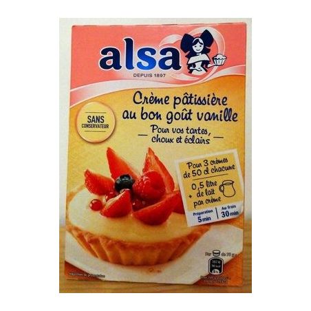 Alsa Préparation Pour Crème Pâtissière Saveur Vanille 3 Sachets 390G