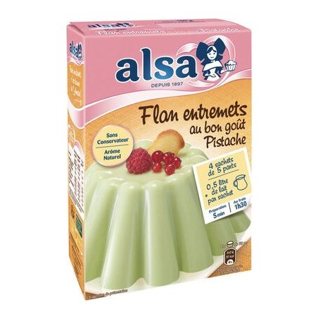 Alsa Préparation Flan Entremets Pistache : La Boite De 180G