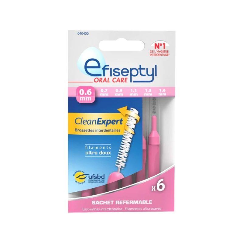 Efiseptyl Brossettes Interdentaires Ultra Lisses 0,6Mm Pack De 6