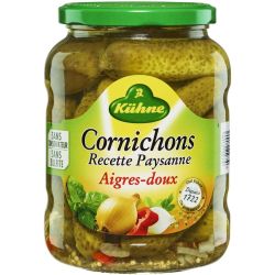 Kühne Cornichons Aigres-Doux : Le Bocal De 360 G Net Égoutté