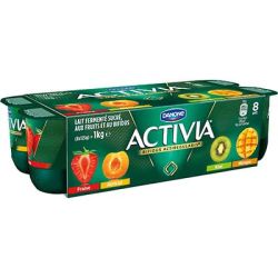 Activia 8X125G Yaourt Panache Abricot-Fraise-Mangue-Kiwi