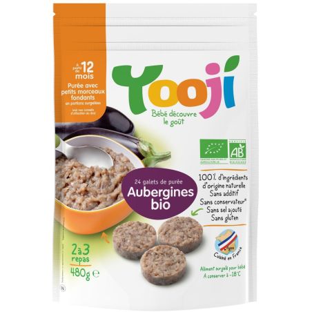 Yooji 480G Puree Morceaux Aubergine Bio