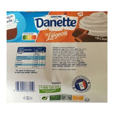 Danette 8X100G Liege Choco