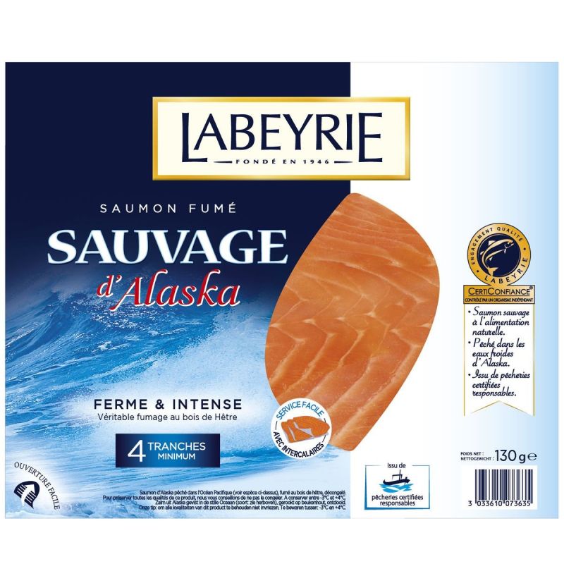 Labeyrie 130G 4 Tranches Saumon Fume Sauvage