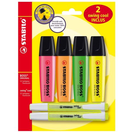 Stabilo Bilster De 4 Surligneurs Boss+2 Swing Cool
