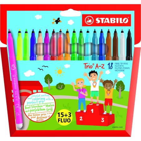 Stabilo Box 18 Feut.Trio A-Z Dt 3Fluo