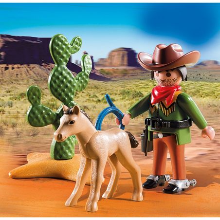 Playmobil Playmo Cow-Boy Avec Poulain