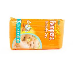 Pampers 45 Changes Simply Dry Midpack T3