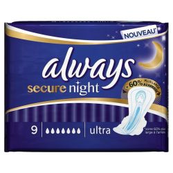 Always 9 Serviettes Ultra Nuit Sec Night