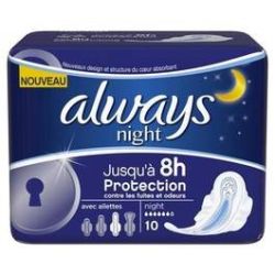Always 10 Serviettes Ultra Nuit