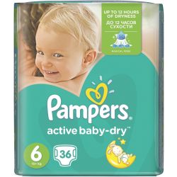 Pampers Pack 36 Couches Active Baby Dry Taille 6 (16 Kg Et +)