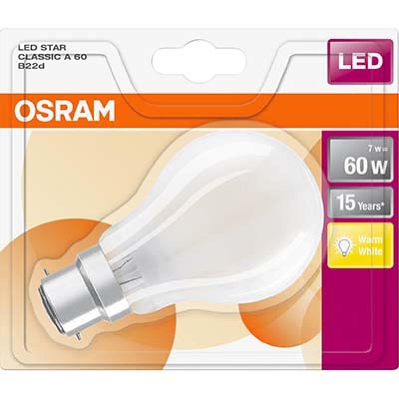 Osram B.1 Led Standard 7W : 60W B22 Blanc Chaud Depoli