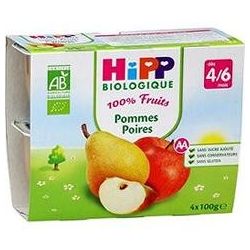 Hipp 4X100G Coupelle Pomme/Poire Bio