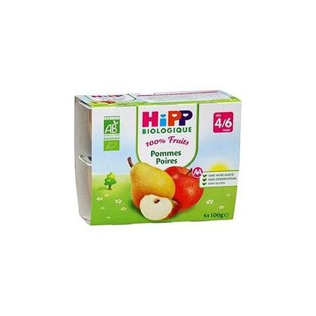 Hipp 4X100G Coupelle Pomme/Poire Bio