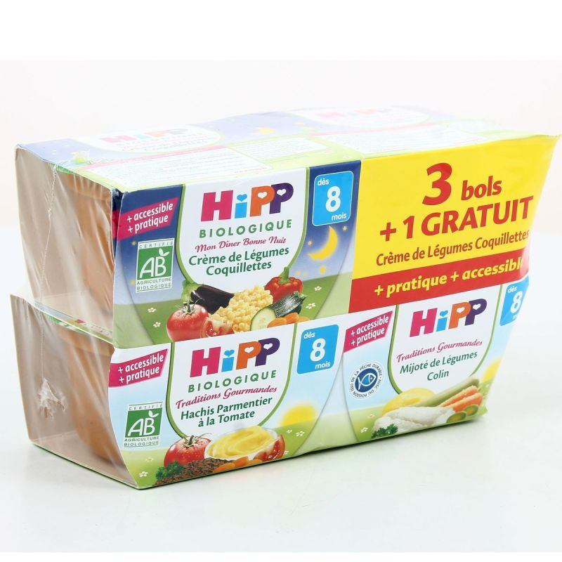 Hipp 4X190G Bols Menus 8 Mois Bio