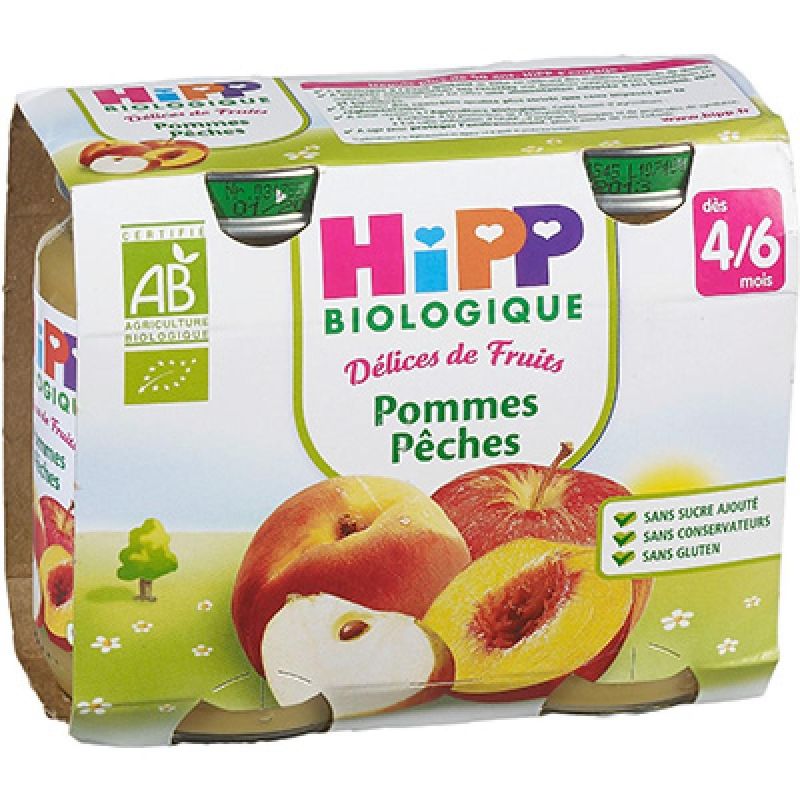 Hipp Pomme Peche Bio 2X190G