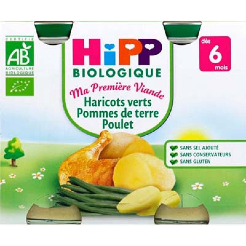 Hipp P.2 Haricots Verts Poulet P.D.T 190G Bio