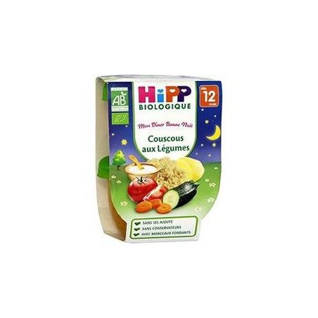 Hipp Bols Mon Diner Bonne Nuit Couscous Aux Legumes 2X220G