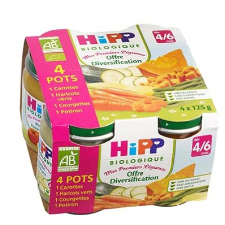 Hipp 4X125G Pots 1Ers Legumes Bio