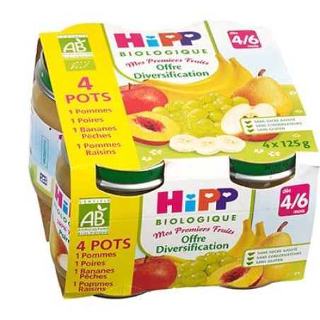 Hipp 4X125G Pots 1Ers Fruits Bio