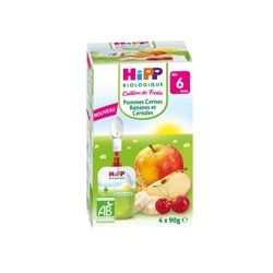 Hipp 4X90G Gourde Pomme/Cerise/Banane/Cereales Bio