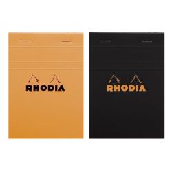 Rhodia Bloc Agrafé En-Tête N°13 Orange, A6, 80 Feuillets Détachables, Petits Carreaux 5X5, Clairefontaine Blanc G/M²