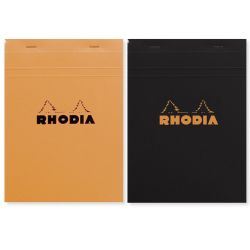 Rhodia Bloc Agrafé En-Tête N°16 Orange, A5, 80 Feuillets Détachables, Petits Carreaux 5X5, Clairefontaine Blanc G/M²