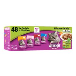 Whiskas Sachets Repas Pour Chats Adultes Aux Viandes Et Poissons : Les 48 De 100 G