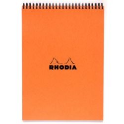 Rhodia Bloc À Reliure Intégrale Spirale Orange, A4, 80 Feuillets, Petits Carreaux, Clairefontaine Blanc G/M²