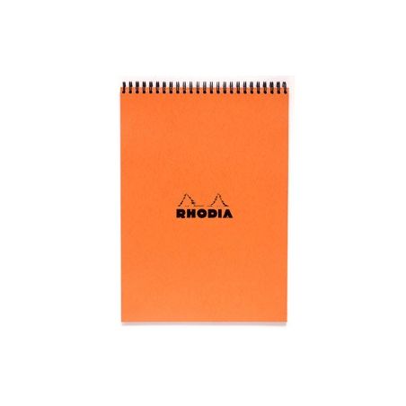 Rhodia Bloc À Reliure Intégrale Spirale Orange, A4, 80 Feuillets, Petits Carreaux, Clairefontaine Blanc G/M²