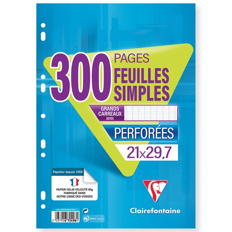 Clairefontaine L.300 Feuillet Mobile A4 Seyes 90G