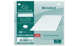 Exacompta Fiches Bristol Blanches Petits Carreaux 10X15Cm X50