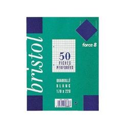 Exacompta Fiches Bristol Blanches 17 X 22 Perforées 5 Papier P.E.F.C 205G : Le Lot De 50