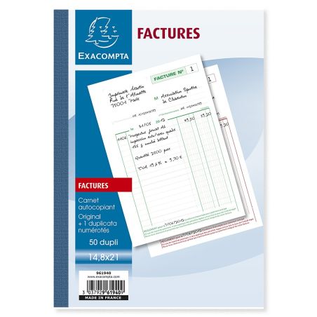 Exacompta Force 8 Manifold 14.8X21Cm 50 Feuilles Facture
