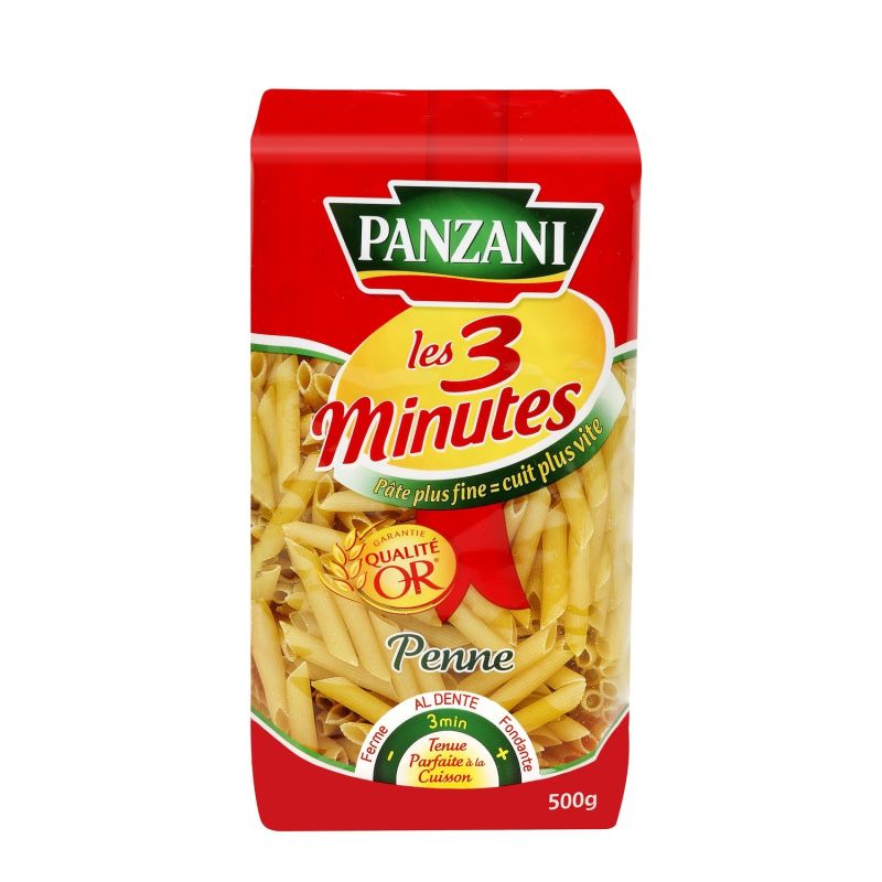 Panzani Pâtes Penne Les 3 Minutes : Le Sachet De 500 G