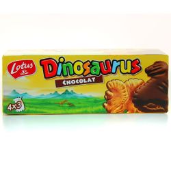 Lotus Dinosaurus Biscuits Nappés De Chocolat Noir, Sachets Fraîcheur 4X3 : Le Paquet 225 G