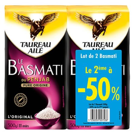 Taureau Aile Lot 2 Riz Basmati 500G Dt 2Eme A 50%