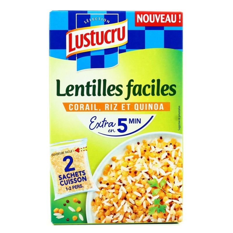 Lustucru Lentilles Facile Corail Riz Quinoa Sachet Cuisson 2X150G