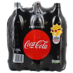 Coca-Cola Soda Zero Sucres : Le Pack De 6 Bouteilles 1,25L