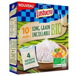 Lustucru Riz Long Grain Incollable Bio 10' Sachet 4X90G