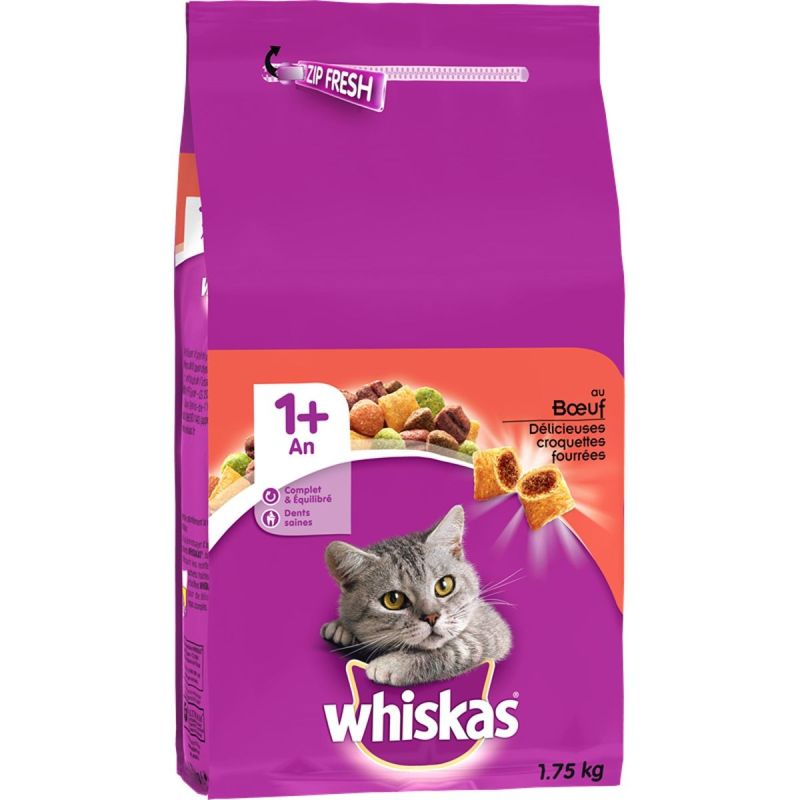 Whiskas Croquettes Pour Chats Adultes Au Bœuf : Le Sac De 1,75 Kg