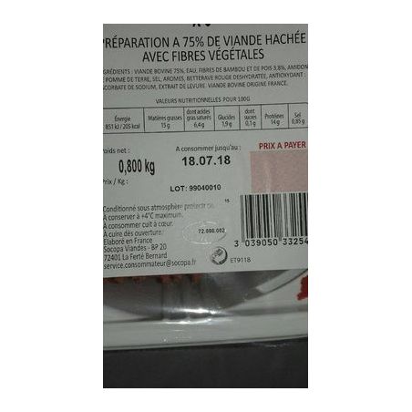 Socopa Viandes 8X100G Hache Au Boeuf Ppc
