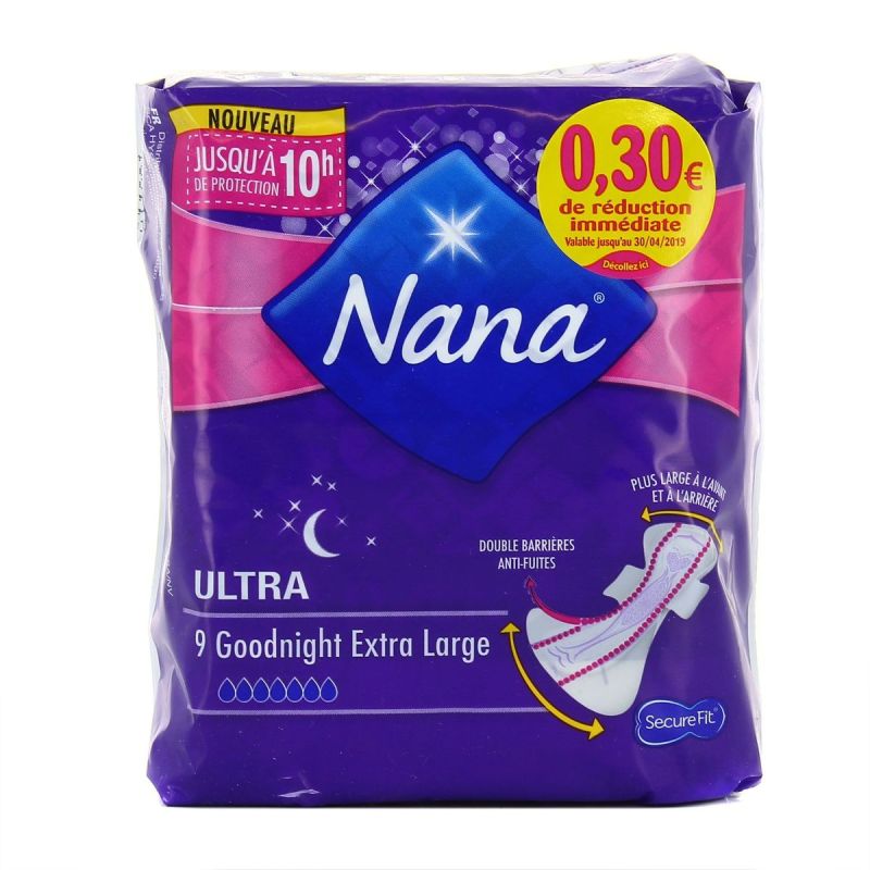 Nana Serviettes Hygiéniques Goodnight Extra Large : Le Paquet De 9