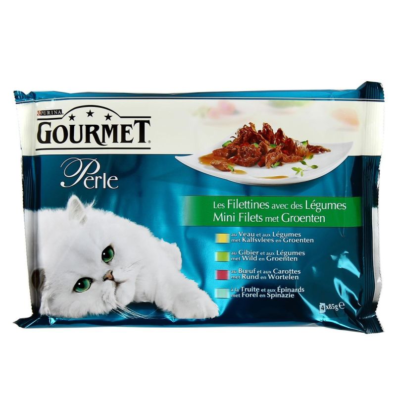 Gourmet Pâtée Pour Chat Légumes Mini Filets : Les 4 Sachets De 85 G