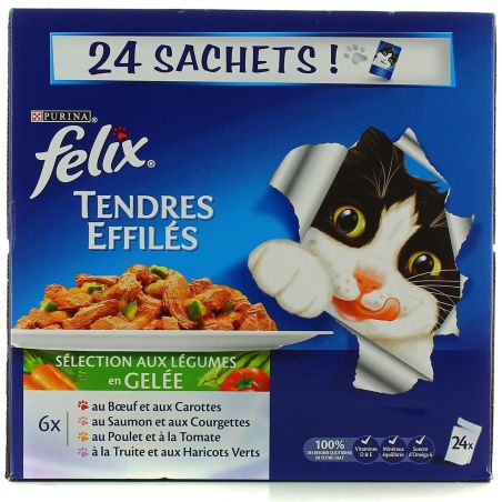 Felix Pâtée Pour Chats Tendres Effilés : La Boite De 24 Sachets 100G - 2400G