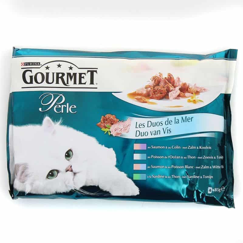 Gourmet Les Duos De La Mer : Saumon-Colin, Poisson L'Océan-Thon, Saumon-Poisson Blanc, Sardine-Thon 4X85G