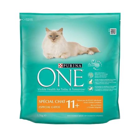 Purina One Croquettes Pour Chat 11 Ans+ Poulet Bifensis : Le Sac De 1,5 Kg